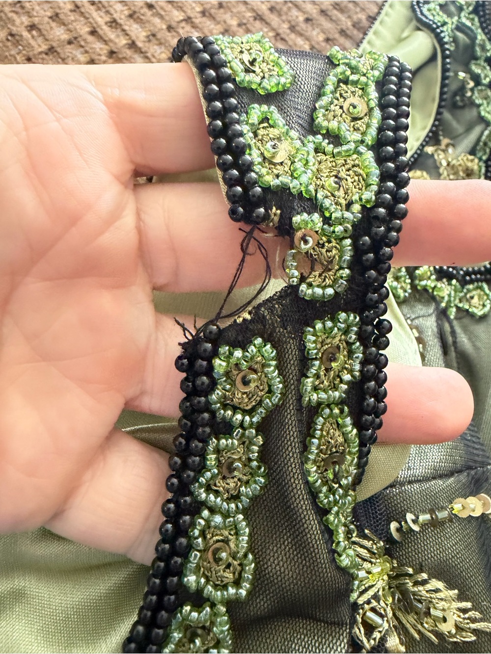 Laura Plus Green Beaded Sequin Mesh Flapper vintage  Dress 20W - Picture 10 of 11